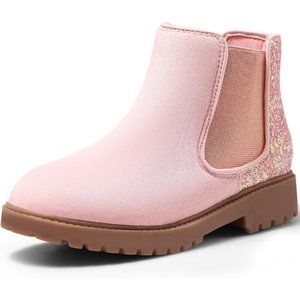 Ankle Snow Boots Kids Winter Girl Slip on Booties with Lightweight Little Kid